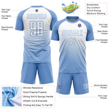 Load image into Gallery viewer, Custom Light Blue White Lines Sublimation Soccer Uniform Jersey