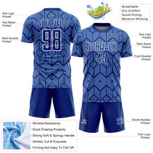 Load image into Gallery viewer, Custom Royal Light Blue-White Abstract Geometric Shapes Sublimation Soccer Uniform Jersey