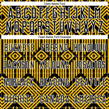 Load image into Gallery viewer, Custom Gold Black-White Abstract Geometric Shapes Sublimation Soccer Uniform Jersey