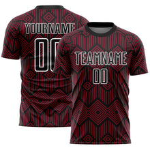 Load image into Gallery viewer, Custom Crimson Black-White Abstract Geometric Shapes Sublimation Soccer Uniform Jersey