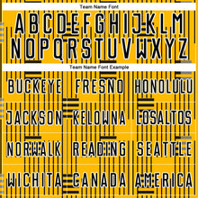 Load image into Gallery viewer, Custom Gold Black-White Lines Sublimation Soccer Uniform Jersey