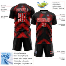 Load image into Gallery viewer, Custom Black Red-White Abstract Triangle Sublimation Soccer Uniform Jersey