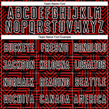 Load image into Gallery viewer, Custom Black Red-White Abstract Geometric Shapes Sublimation Soccer Uniform Jersey