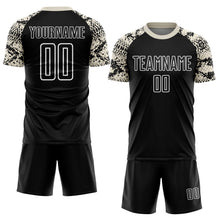 Load image into Gallery viewer, Custom Black Cream-White Snake Skin Sublimation Soccer Uniform Jersey