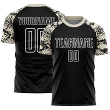 Load image into Gallery viewer, Custom Black Cream-White Snake Skin Sublimation Soccer Uniform Jersey