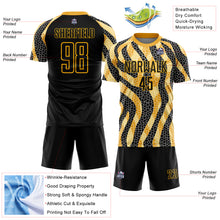 Load image into Gallery viewer, Custom Black Gold Animal Print Sublimation Soccer Uniform Jersey