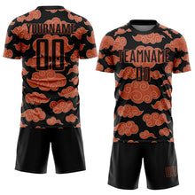 Load image into Gallery viewer, Custom Black Orange Cloud Pattern Sublimation Soccer Uniform Jersey