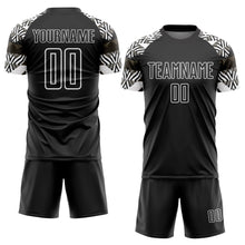Load image into Gallery viewer, Custom Black White Zebra And Geometric Pattern Sublimation Soccer Uniform Jersey