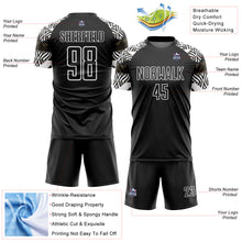 Load image into Gallery viewer, Custom Black White Zebra And Geometric Pattern Sublimation Soccer Uniform Jersey