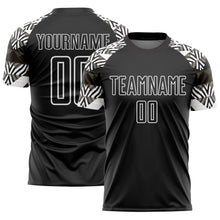 Load image into Gallery viewer, Custom Black White Zebra And Geometric Pattern Sublimation Soccer Uniform Jersey