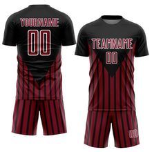 Load image into Gallery viewer, Custom Black Crimson-White Lines Sublimation Soccer Uniform Jersey