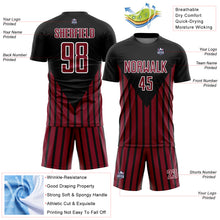Load image into Gallery viewer, Custom Black Crimson-White Lines Sublimation Soccer Uniform Jersey