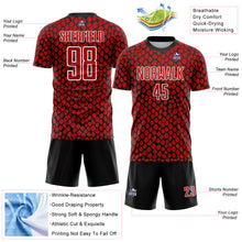 Load image into Gallery viewer, Custom Red Black-White Snake Skin Sublimation Soccer Uniform Jersey
