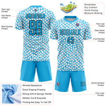 Load image into Gallery viewer, Custom Sky Blue Black-White Snake Skin Sublimation Soccer Uniform Jersey