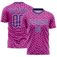 Load image into Gallery viewer, Custom Pink Purple-White Snake Skin Sublimation Soccer Uniform Jersey