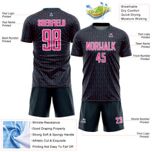 Load image into Gallery viewer, Custom Navy Pink-White Geometric Pattern Sublimation Soccer Uniform Jersey