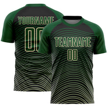 Load image into Gallery viewer, Custom Green Cream-Black Gradient Geometric Lines Sublimation Soccer Uniform Jersey