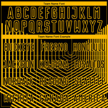 Load image into Gallery viewer, Custom Black Gold Geometric Lines Sublimation Soccer Uniform Jersey