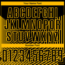 Load image into Gallery viewer, Custom Black Gold Geometric Lines Sublimation Soccer Uniform Jersey