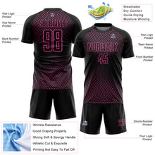 Load image into Gallery viewer, Custom Black Pink Geometric Lines Sublimation Soccer Uniform Jersey