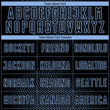 Load image into Gallery viewer, Custom Black Light Blue Geometric Lines Sublimation Soccer Uniform Jersey