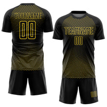 Load image into Gallery viewer, Custom Black Yellow Geometric Lines Sublimation Soccer Uniform Jersey