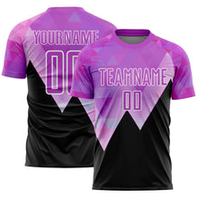 Load image into Gallery viewer, Custom Purple Black-White Geometric Pattern Sublimation Soccer Uniform Jersey