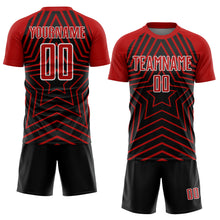 Load image into Gallery viewer, Custom Black Red-White Stars Sublimation Soccer Uniform Jersey