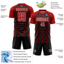 Load image into Gallery viewer, Custom Black Red-White Stars Sublimation Soccer Uniform Jersey