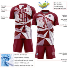 Load image into Gallery viewer, Custom Crimson White Geometric Pattern Sublimation Soccer Uniform Jersey