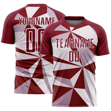 Load image into Gallery viewer, Custom Crimson White Geometric Pattern Sublimation Soccer Uniform Jersey