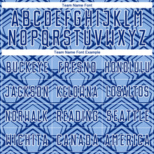 Load image into Gallery viewer, Custom Light Blue Royal-White Geometric Pattern Sublimation Soccer Uniform Jersey