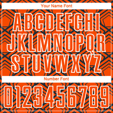 Load image into Gallery viewer, Custom Orange Navy-White Geometric Pattern Sublimation Soccer Uniform Jersey
