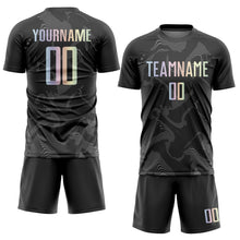 Load image into Gallery viewer, Custom Black Gradient-Gray Curve Lines Sublimation Soccer Uniform Jersey
