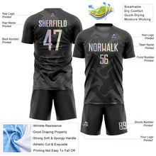 Load image into Gallery viewer, Custom Black Gradient-Gray Curve Lines Sublimation Soccer Uniform Jersey