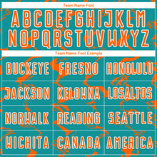 Load image into Gallery viewer, Custom Teal Orange-White Abstract Lines Sublimation Soccer Uniform Jersey