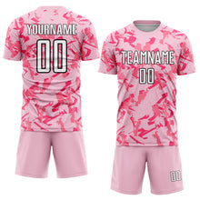 Load image into Gallery viewer, Custom Light Pink Black-Pink Abstract Geometric Pattern Sublimation Soccer Uniform Jersey