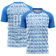 Load image into Gallery viewer, Custom Powder Blue White-Silver Abstract Geometric Pattern Sublimation Soccer Uniform Jersey