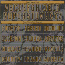 Load image into Gallery viewer, Custom Black Gray-Old Gold Abstract Grunge Art Sublimation Soccer Uniform Jersey