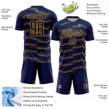 Load image into Gallery viewer, Custom Navy Yellow Lines Sublimation Soccer Uniform Jersey