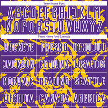 Load image into Gallery viewer, Custom Purple Gold-White Abstract Fluid Sublimation Soccer Uniform Jersey