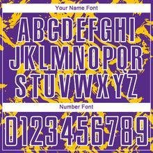 Load image into Gallery viewer, Custom Purple Gold-White Abstract Fluid Sublimation Soccer Uniform Jersey