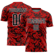 Load image into Gallery viewer, Custom Red Black-White Abstract Fluid Sublimation Soccer Uniform Jersey
