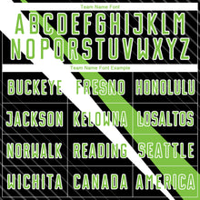 Load image into Gallery viewer, Custom Black Neon Green-White Diagonal Lines Sublimation Soccer Uniform Jersey