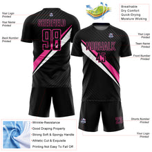 Load image into Gallery viewer, Custom Black Pink-White Diagonal Lines Sublimation Soccer Uniform Jersey