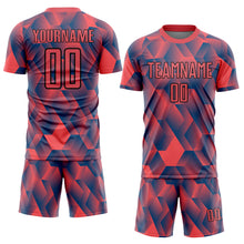 Load image into Gallery viewer, Custom Fire Red Black Geometric Shapes Sublimation Soccer Uniform Jersey