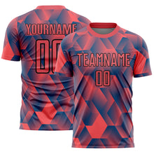Load image into Gallery viewer, Custom Fire Red Black Geometric Shapes Sublimation Soccer Uniform Jersey