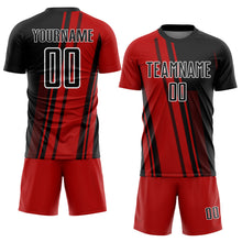 Load image into Gallery viewer, Custom Red Black-White Lines Sublimation Soccer Uniform Jersey