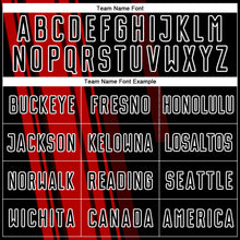 Load image into Gallery viewer, Custom Red Black-White Lines Sublimation Soccer Uniform Jersey