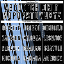 Load image into Gallery viewer, Custom Light Blue Black-White Lines Sublimation Soccer Uniform Jersey